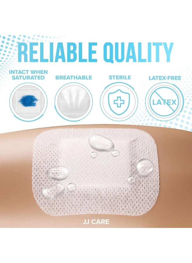 JJ CARE [Pack of 25] Waterproof Adhesive Island Dressing 6” x 6”, Sterile Wound Dressing, Breathable Bordered Gauze Pads, Latex Free Bandages, Individually Wrapped, Central Pad Size 4"x4" - Image 4